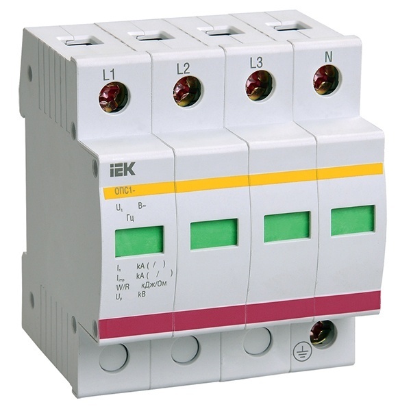 УЗИП Ограничитель импульсных перенапряжений ИЭК ОПС1-D 4Р In5kA Un230B Im10kA
