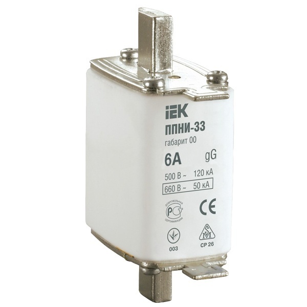 Плавкая вставка предохранителя ИЭК ППНИ-33, габарит 00, 6А