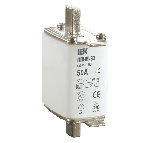 Плавкая вставка предохранителя ИЭК ППНИ-33, габарит 00, 50А