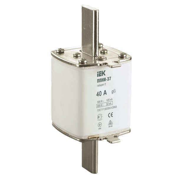 Плавкая вставка предохранителя ИЭК ППНИ-37, габарит 2, 40А