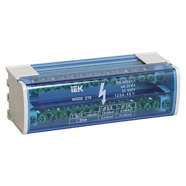 Модульный распределительный блок (кросс-модуль) ИЭК L+PEN 2х15 контактов 125А