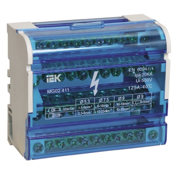 Шины на DIN-рейку в корпусе (кросс-модуль) ИЭК 3L+PEN 4х11