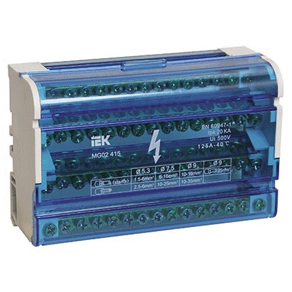 Шины на DIN-рейку в корпусе (кросс-модуль) ИЭК 3L+PEN 4х15