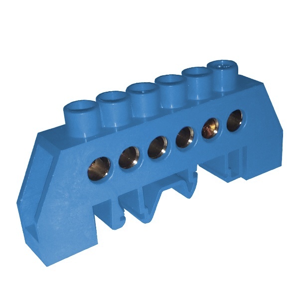 Шина ИЭК N (ноль) 6х16мм2 изолированная на винты и DIN-рейку тип Стойка ШНИ-8х12-6-КС-С