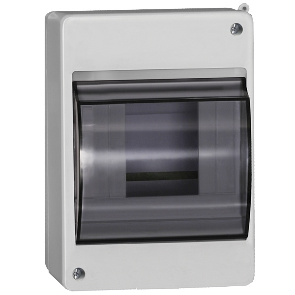 Бокс ИЭК КМПн 2/4 на 4 модуля накладной пластиковый с прозрачной дверкой