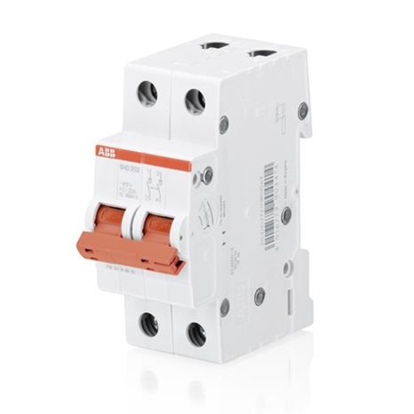 Рубильник модульный ABB 2П 25А рычаг красный однофазный SHD202/25 (выключатель нагрузки)