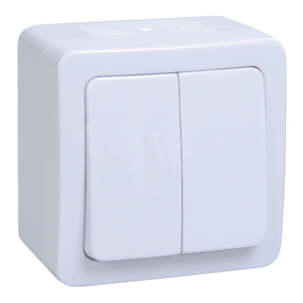 Выключатель 2-клавишный ИЭК Гермес Plus ВС20-2-0-ГПБ IP54 белый