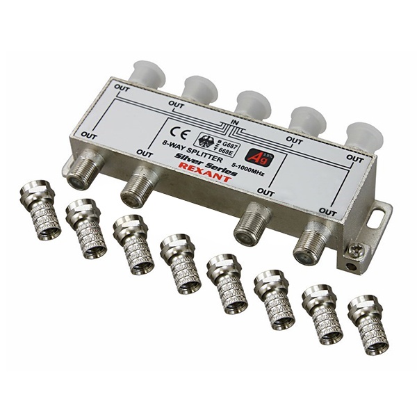 Делитель Rexant ТВ Silver 8 выходов 5-1000 МГц F-разъёмы в комплекте