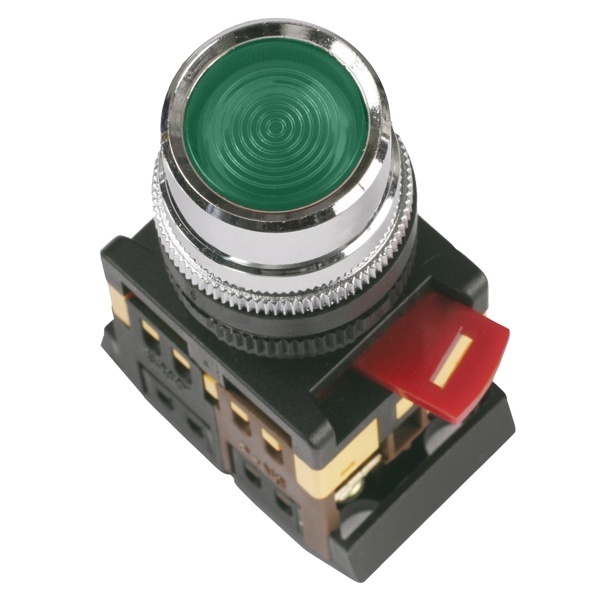 Кнопка Generica ABLF-22 зеленый d22мм неон/240В 1НО+1НЗ
