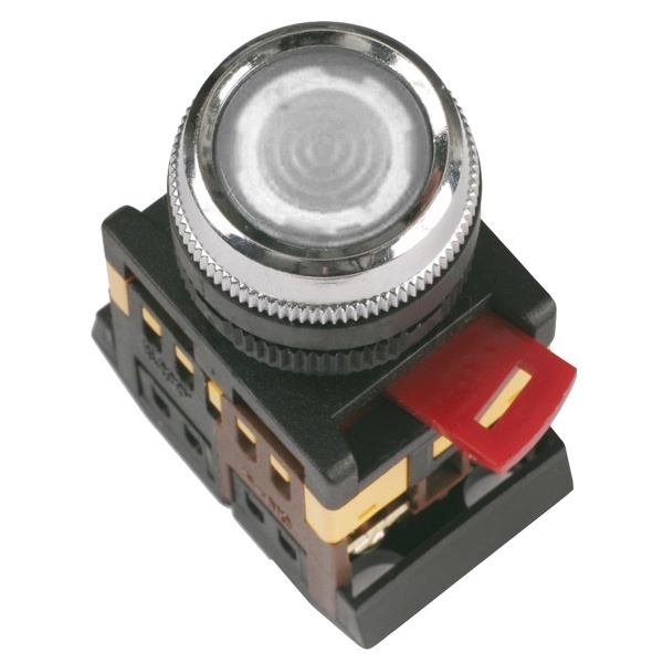 Кнопка Generica ABLFS-22 белый d22мм неон/240В 1НО+1НЗ