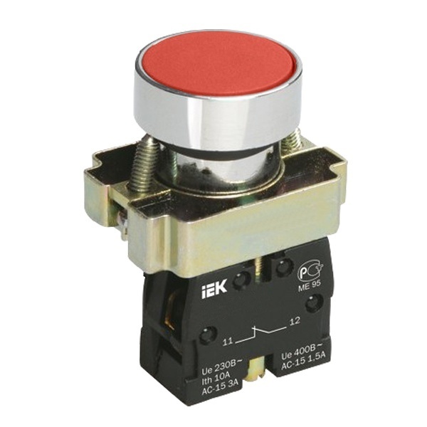 Кнопка управления ИЭК LAY5-BA41 без подсветки красная 1НО