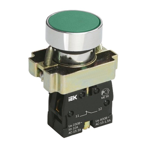 Кнопка управления ИЭК LAY5-BA31 без подсветки зеленая 1НО