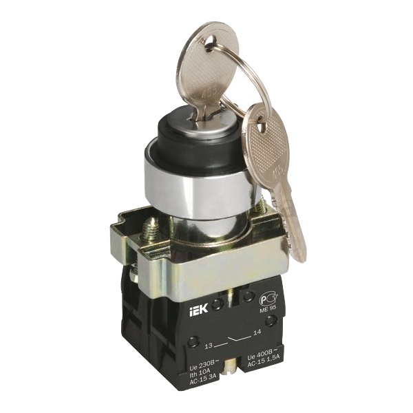 Переключатель ИЭК LAY5-BG45 на 2 положения с ключом без фиксации