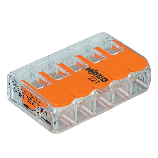 Клеммник WAGO 5 (одножильных или многожильных) х 0,08-4 мм 32A Cu [уп. 25шт]