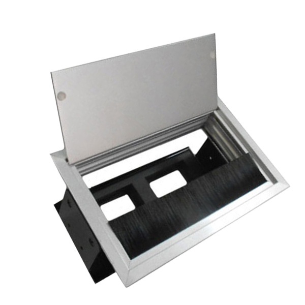 Люк Экопласт LUK/2AL настольный встраиваемый на 2 модуля (45х45мм) с крышкой алюминий IP20