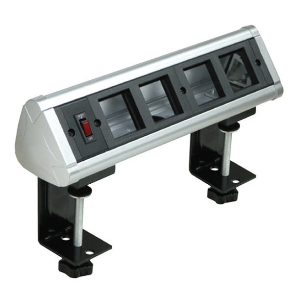 Блок настольный Экопласт с выключателем на 4 модуля (45х45мм) на струбцинах (алюминий) IP20