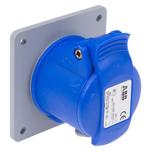 Розетка встраиваемая прямая ABB 216 RU6 IP44 16A 2P+E