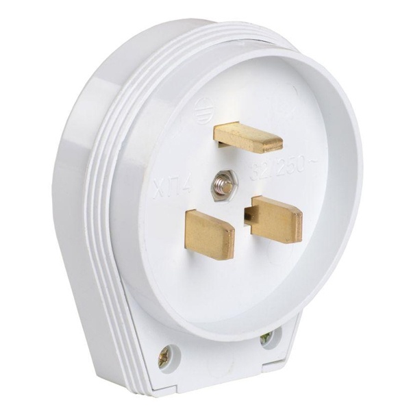 Вилка для плиты ИЭК ВПпл10-01-Ст 32А 220В 2Р+Е с заземлением белая