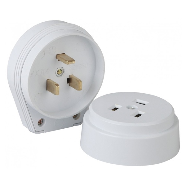 Розетка с вилкой для электроплиты РШ/ВШ-32 32А 220В накладная белая
