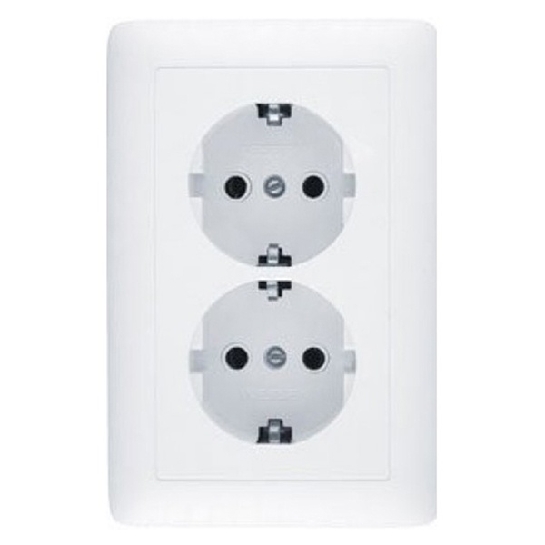 Двойная розетка SE ХИТ 16А 250В с заземлением с/у белая