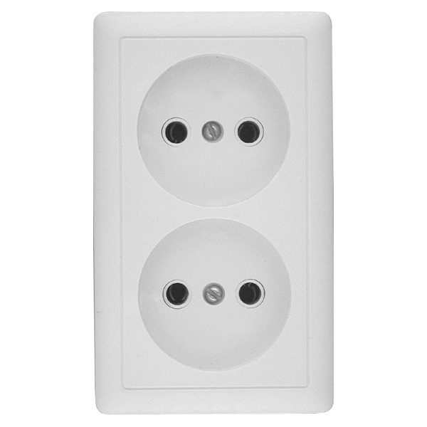 Накладная двойная розетка SE ХИТ 16А 250В без заземления белая