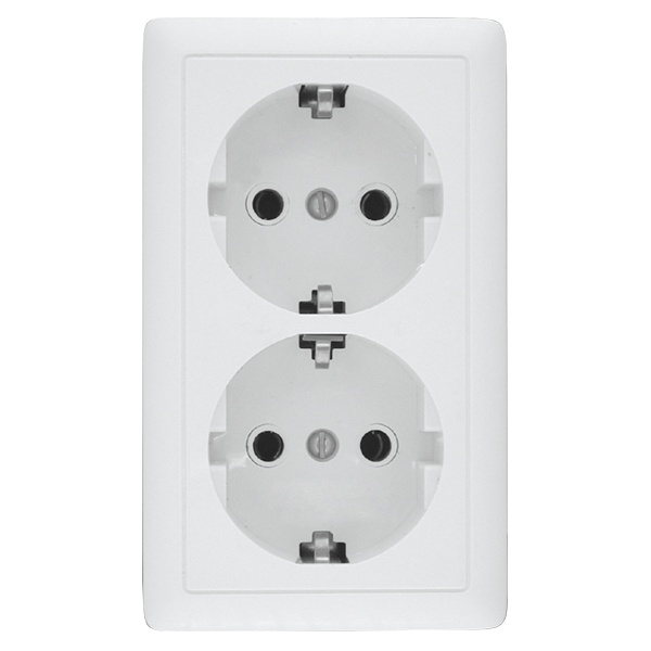 Накладная двойная розетка SE ХИТ 16А 250В с заземлением белая