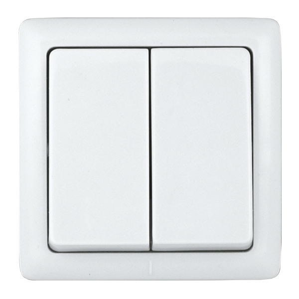 Накладной двухклавишный выключатель SE ХИТ 6А 250В белый