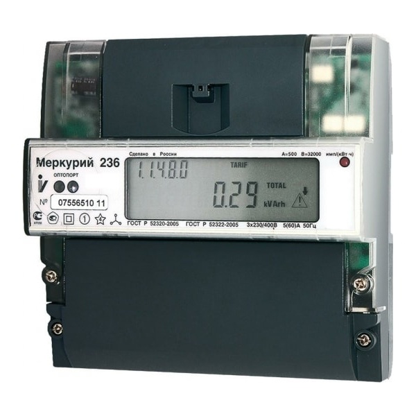 Электросчетчик Меркурий 236 АRT-02PQRS 5-100А 230/400В многотарифный RS-485 ЖКИ на din-рейку