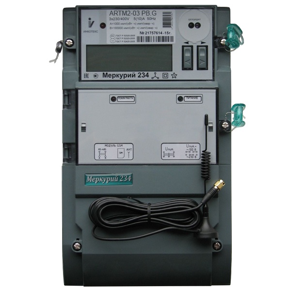 Электросчетчик Меркурий 234 АRTMX2-03PBR.G 5-10А 230/400В многотарифный транс. вкл. ЖКИ GSM 1xRS485