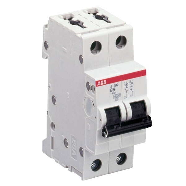 Автоматический выключатель 2-полюсный ABB S202 B6 (автомат электрический)