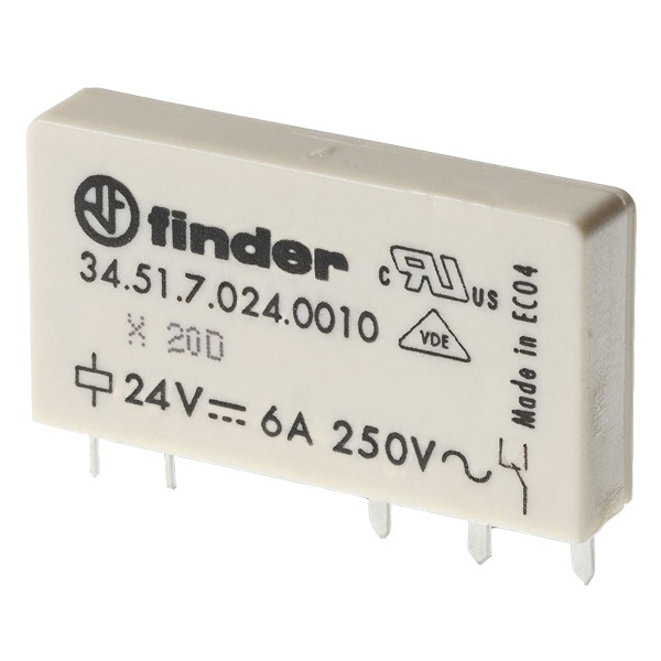 Ультратонкое реле Finder для печатного монтажа 1СО AgNi 6A чувствительная катушка 24В DC