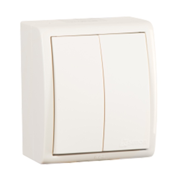 Выключатель двухклавишный Simon 15 Aqua IP54 10А 250В слоновая кость (бежевый)