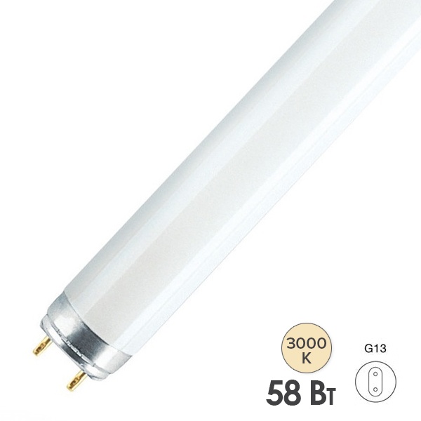 Люминесцентная линейная лампа T8 Osram L 58W/830 3000K PLUS ECO G13 1500mm