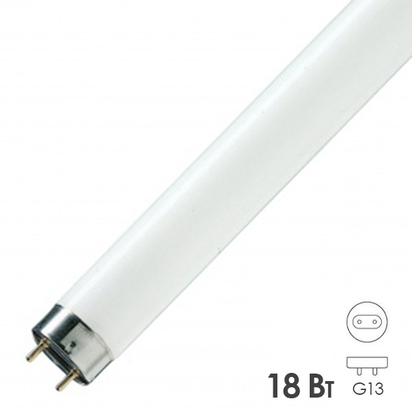 Люминесцентная линейная лампа T8 Osram L 18W/77 FLUORA G13 для растений 590mm (4050300004235)