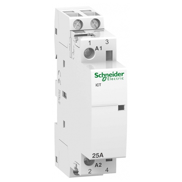 Модульный контактор iCT Acti 9 Schneider Electric 25A 2 полюса 2НО 220В АС 50ГЦ 1 модуль