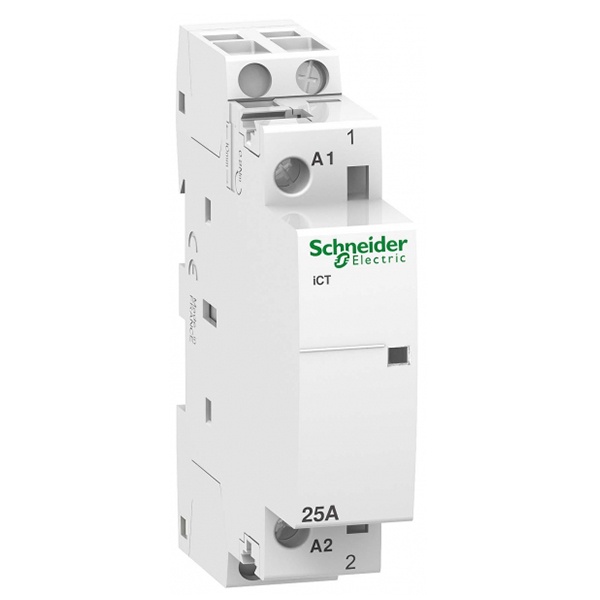 Модульный контактор iCT Acti 9 Schneider Electric 25A 1 полюс 1НО 230В/240В АС 50ГЦ 1 модуля