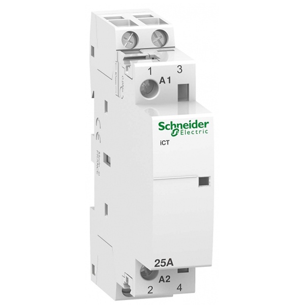 Модульный контактор iCT Acti 9 Schneider Electric 25A 2 полюса 2НО 230В/240В АС 50ГЦ 1 модуль