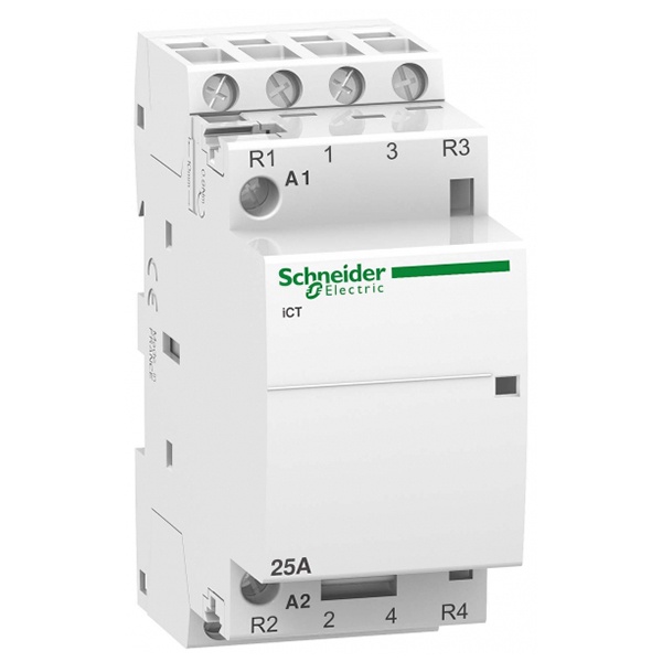 Модульный контактор iCT Acti 9 Schneider Electric 25A 4 полюса 2НО+2НЗ 220В/240В АС 50ГЦ 2 модуль