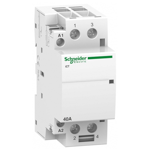 Модульный контактор iCT Acti 9 Schneider Electric 40A 2 полюса 2НО 220В/240В АС 50ГЦ 2 модуль
