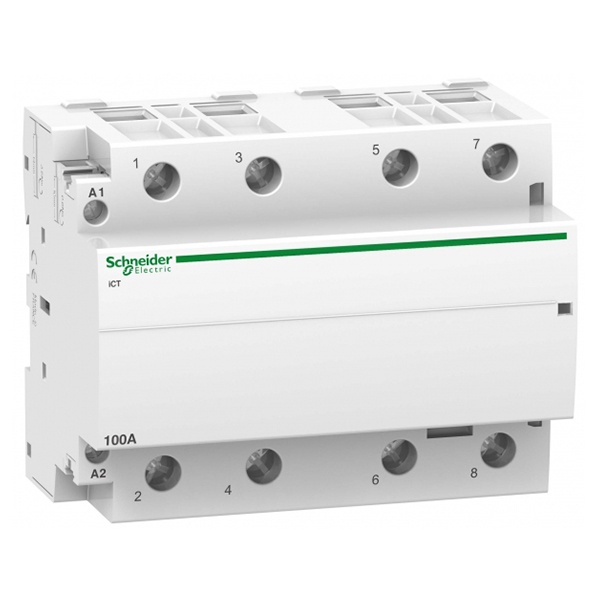 Модульный контактор iCT Acti 9 Schneider Electric 100A 4 полюса 4НО 220В/240В АС 50ГЦ 6 модуль