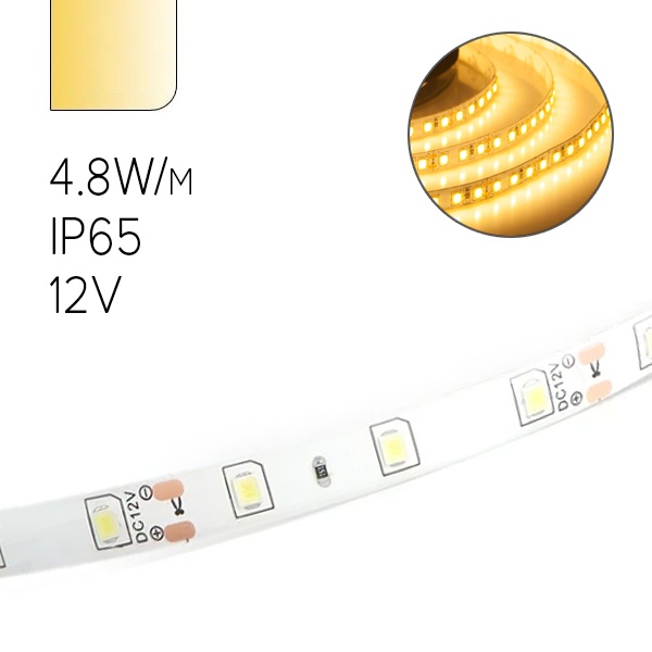 Светодиодная лента Feron LS604 60SMD(3528) 4.8W/m 12V IP65 5000х8х3.8mm теплый белый