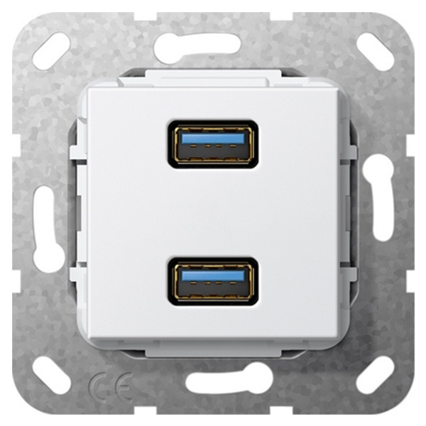 Разъем USB 3.0 A 2 местн. удлинитель Gira белый глянцевый