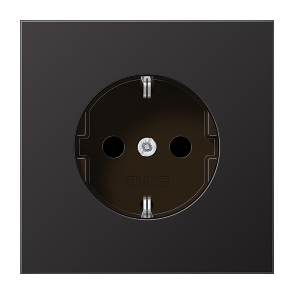 Розетка с заземлением Jung LS с защитными шторками автозажим Латунь Dark