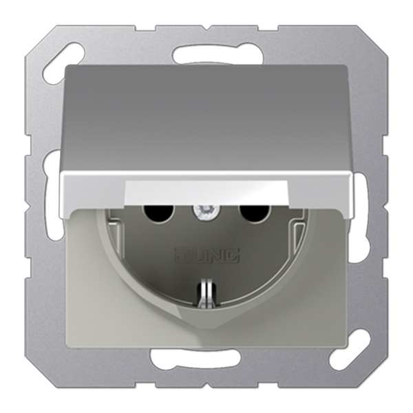 Розетка Jung ECO Profi с/з с крышкой 220В 16А винтовой зажим Алюминий