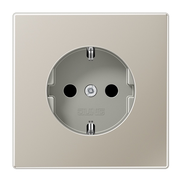 Розетка с заземлением Jung LS автозажим Нержавеющая сталь