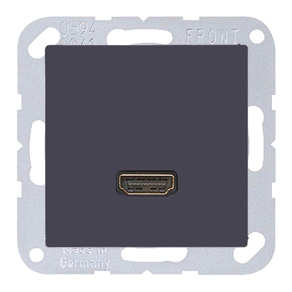 Розетка HDMI Jung A 1 местная Антрацит механихм+накладка