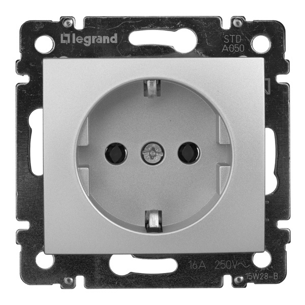 Розетка Legrand Valena с заземлением алюминий
