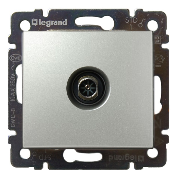 Розетка телевизионная Legrand Valena TV проходная 14дБ 2400мГц алюминий