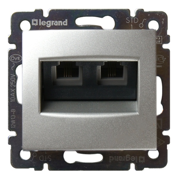 Розетка телефонная Legrand Valena 2хRJ11 алюминий