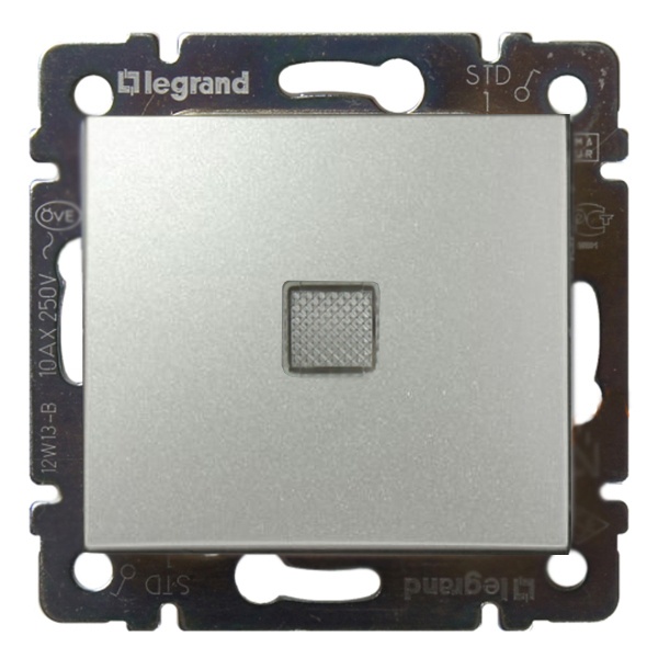 Переключатель промежуточный Legrand Valena с подсветкой алюминий